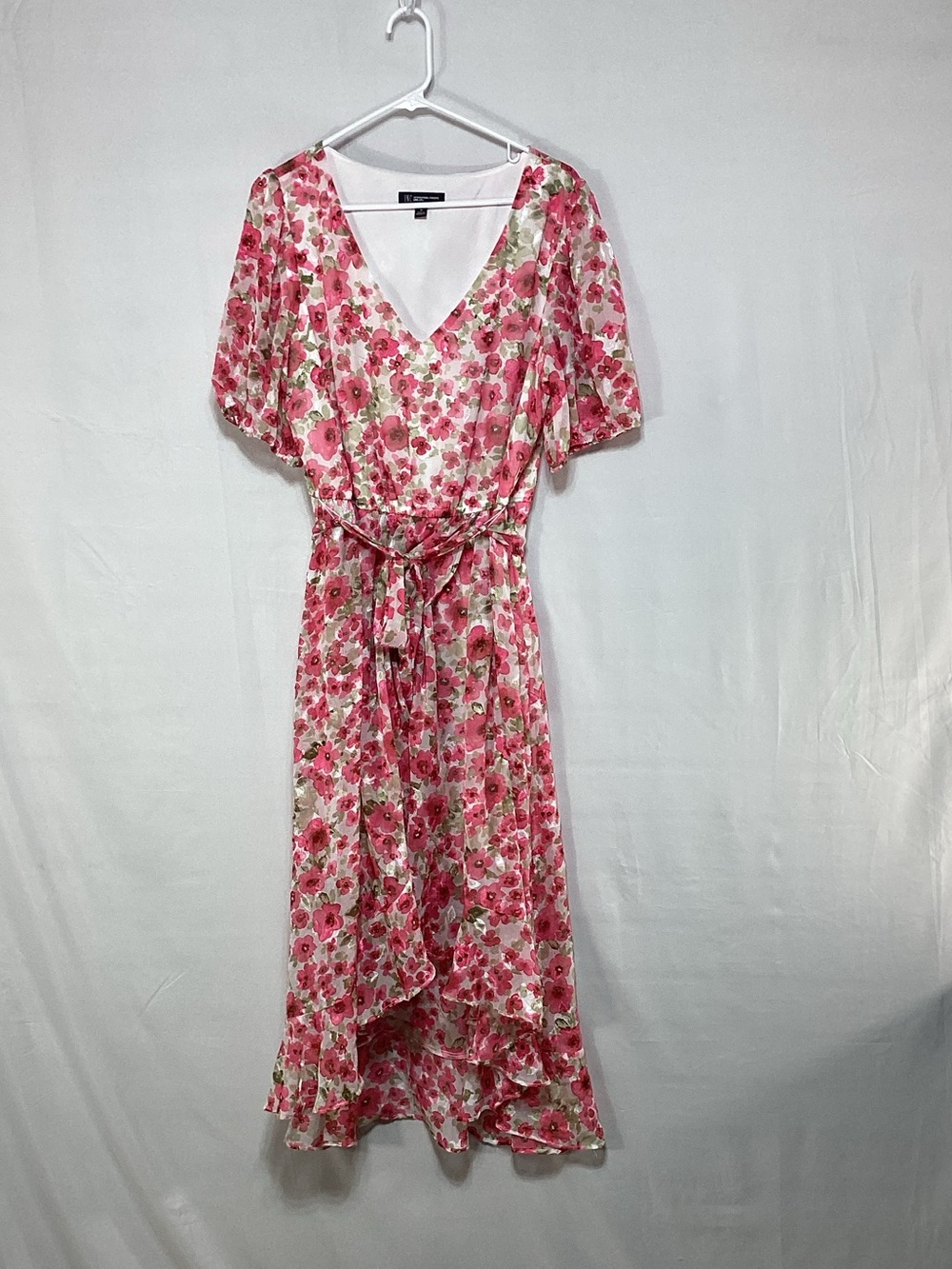 INC International Concepts Size 16 Pink Floral High-Low Dress